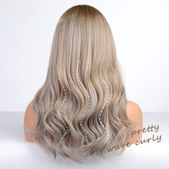 Ombre Ash Blonde Lace Front Wig - Picture 2 of 5